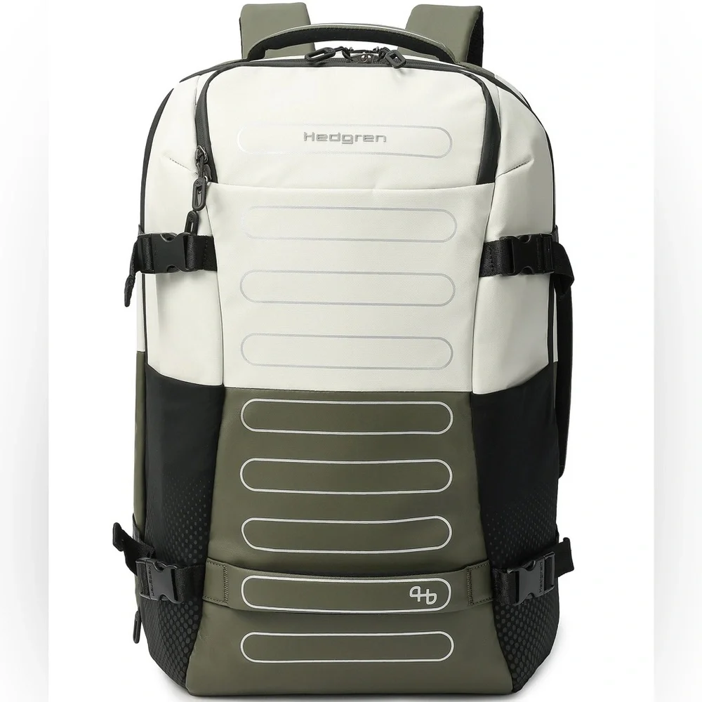 Hedgren Trip Large Expandable Performance Travel Backpack in Olive/Natural - Picture 2 of 6